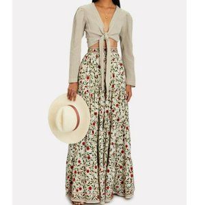 AGUA BY AGUA BENDITA Macadamia Floral Maxi Skirt